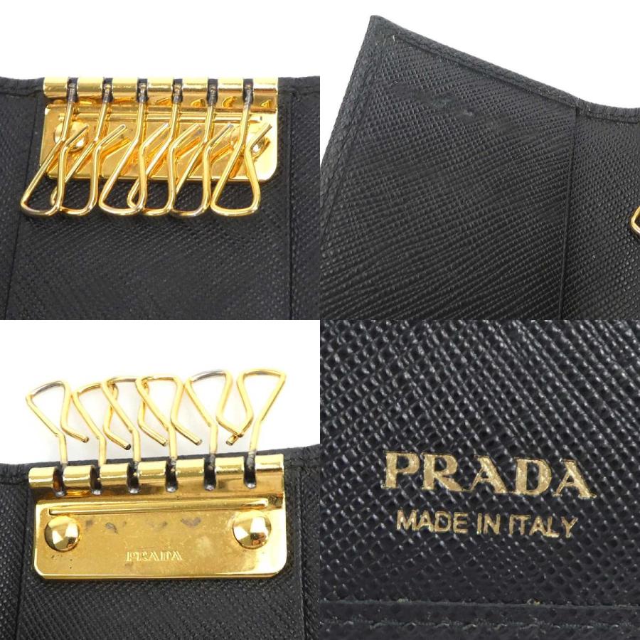 PRADA（プラダ） キーケース レザー/メタル ブラック/ゴールド