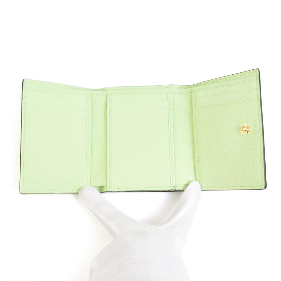 GUCCI（グッチ） 三つ折り財布 レザー ライトイエローグリーン