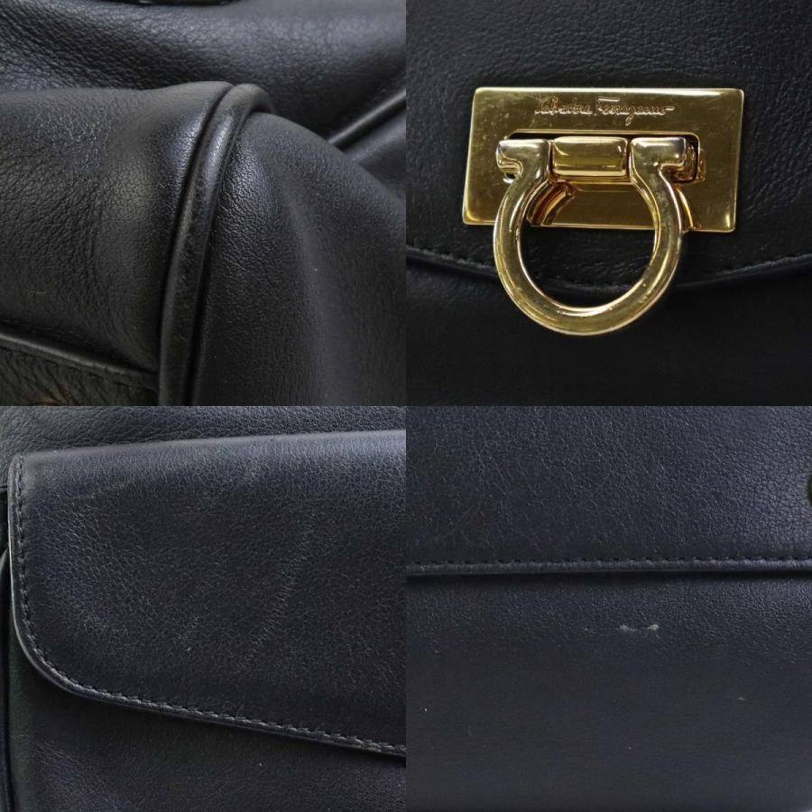 【美品】サルヴァトーレ フェラガモ ガンチーニ ハンドバッグ オールレザー 黒 サルヴァトーレフェラガモ Salvatore Ferragamo ハンドバッグ