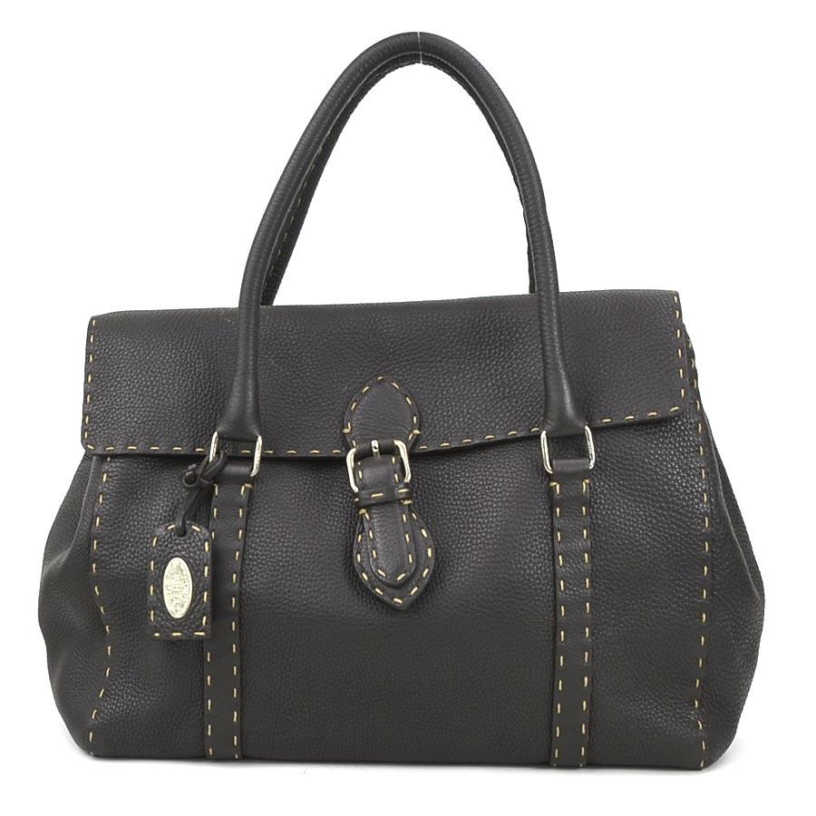 FENDI（フェンディ） ハンドバッグ セレリア レザー ダークブラウン