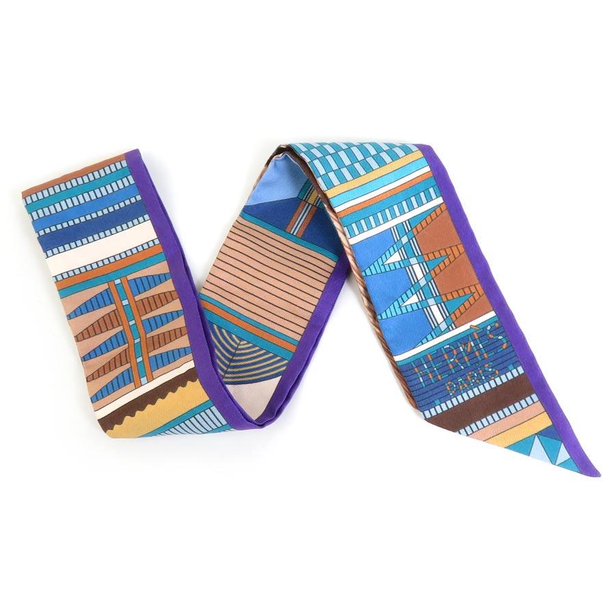 新品未使用 HERMES エルメス ツイリー マルチカラー スカーフ　ブラウン HERMES エルメス スカーフ ツイリー シルク ブラウン/マルチカラー