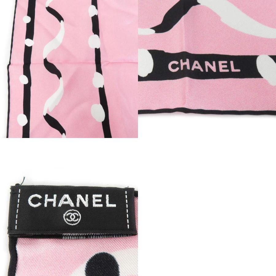CHANEL スカーフ ココマーク シルク ピンク ホワイト レディース CHANEL シャネル スカーフ ココマーク シルク ピンク/ブラック