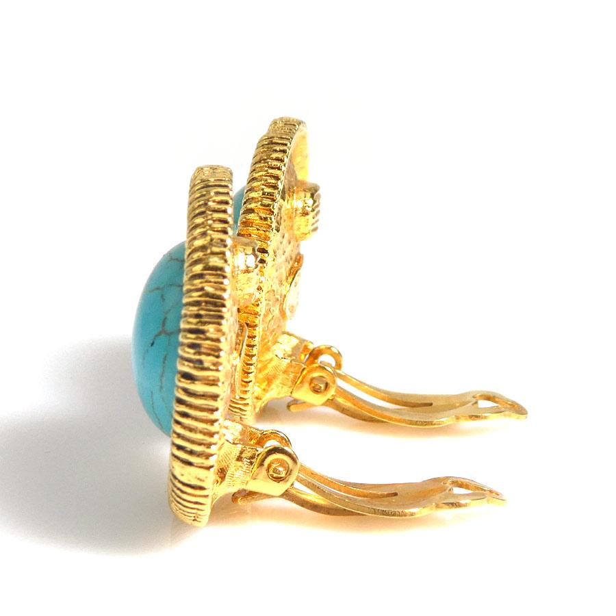 シャネル CHANEL イヤリング メタル/ストーン ゴールド/ターコイズ  