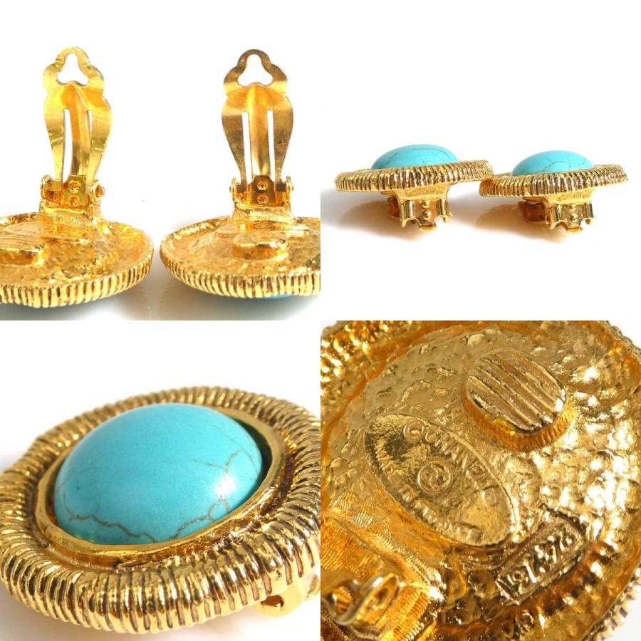 シャネル CHANEL イヤリング メタル/ストーン ゴールド/ターコイズ  