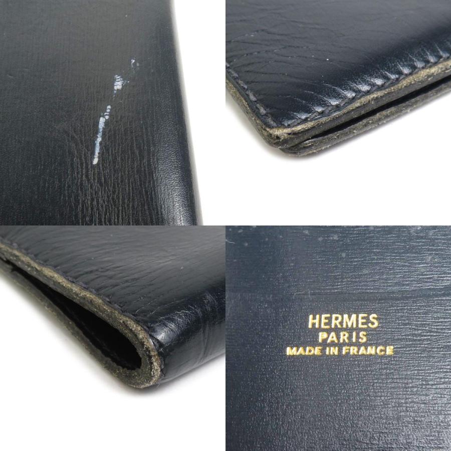 エルメス HERMES 手帳カバー ボールペン レザー/シルバー925 ネイビー 