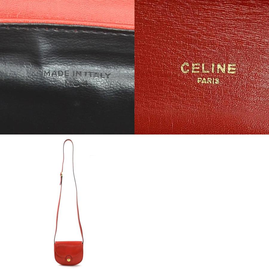 CELINE セリーヌ 斜め掛けショルダーバッグ レザー レッド : ブランド