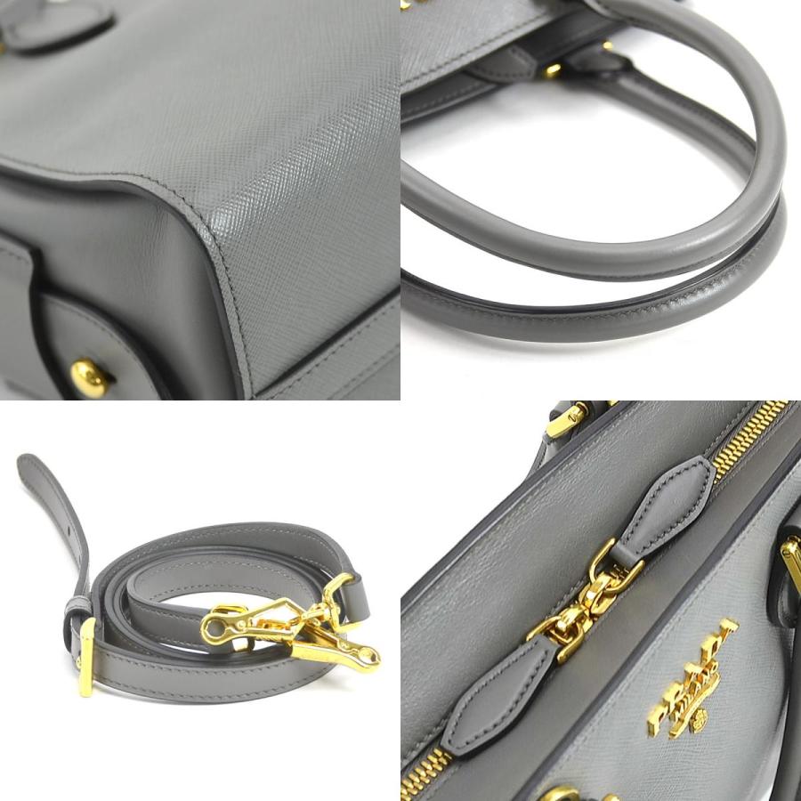 PRADA プラダ ハンドバッグ ショルダーバッグ レザー グレー PRADA プラダ ハンドバッグ ショルダーバッグ レザー グレー