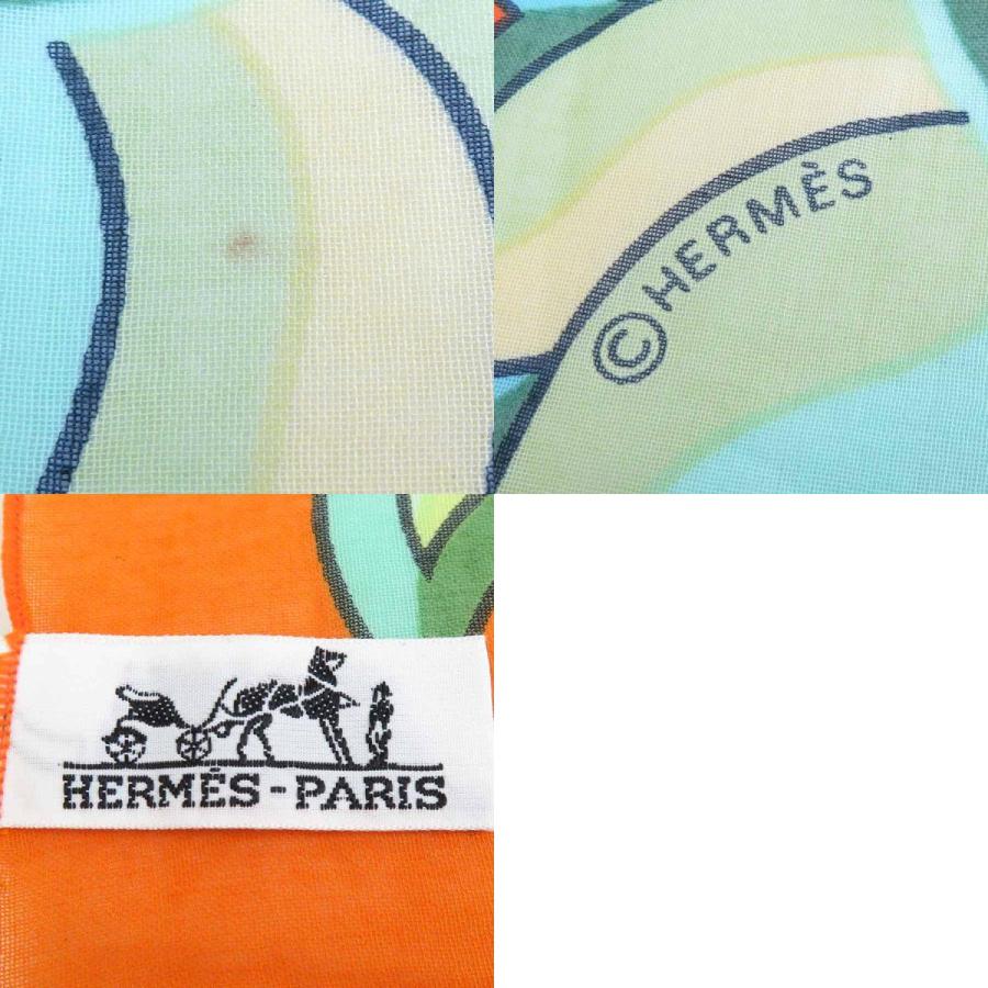 HERMES エルメス パレオ オレンジ / グリーン / イエロー コットン100％ ショール レディース 【中古】 12603K504 HERMES エルメス パレオ オレンジ / グリーン / イエロー コットン100