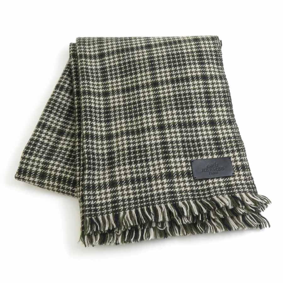 ❤お得なお品❤クリーニング済 H柄 カシミヤウールマフラー ベージュ エルメス HERMES（エルメス） マフラー カシミヤ/ウール カーキ/ベージュ