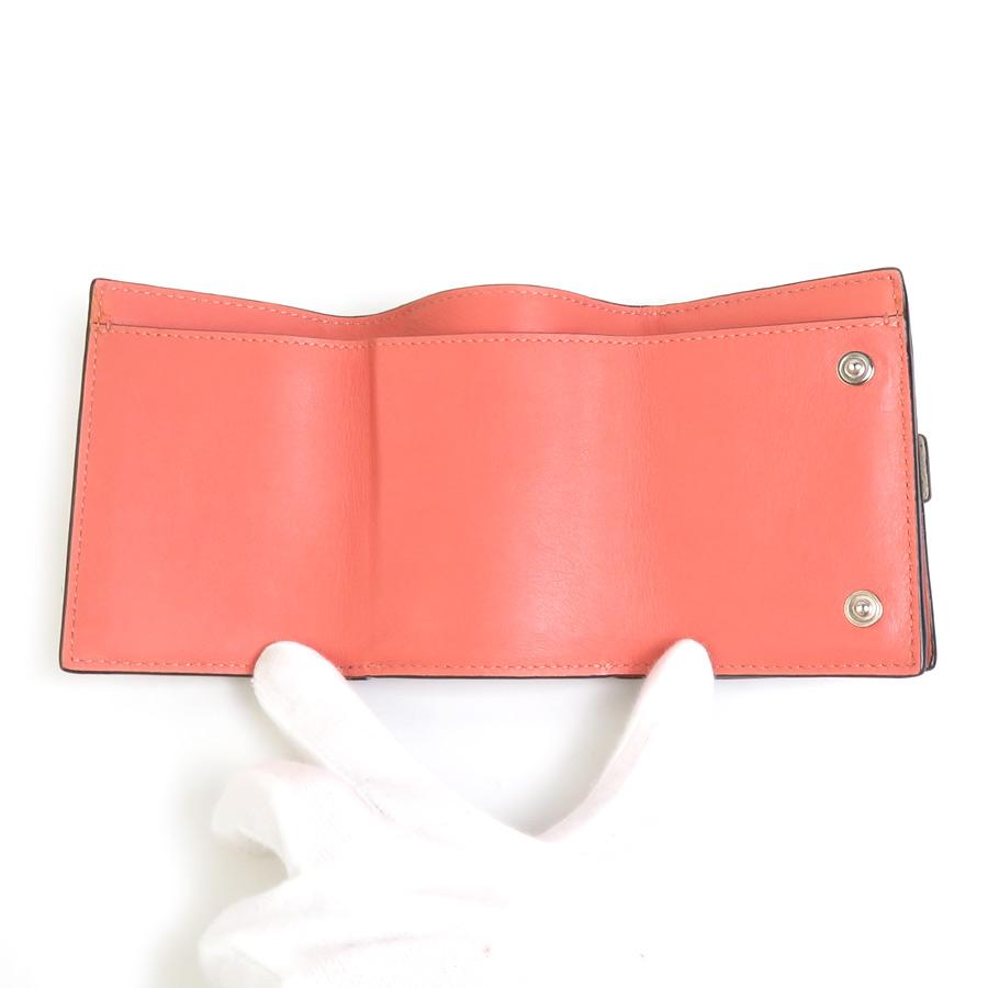 LOEWE（ロエベ） 三つ折り財布 アナグラム レザー グレージュ/ブラウン