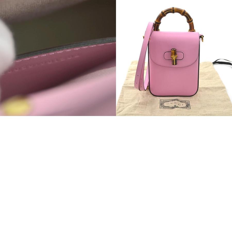 グッチ GUCCI 斜め掛けショルダーバッグ リュック バンブー レザー ピンク
