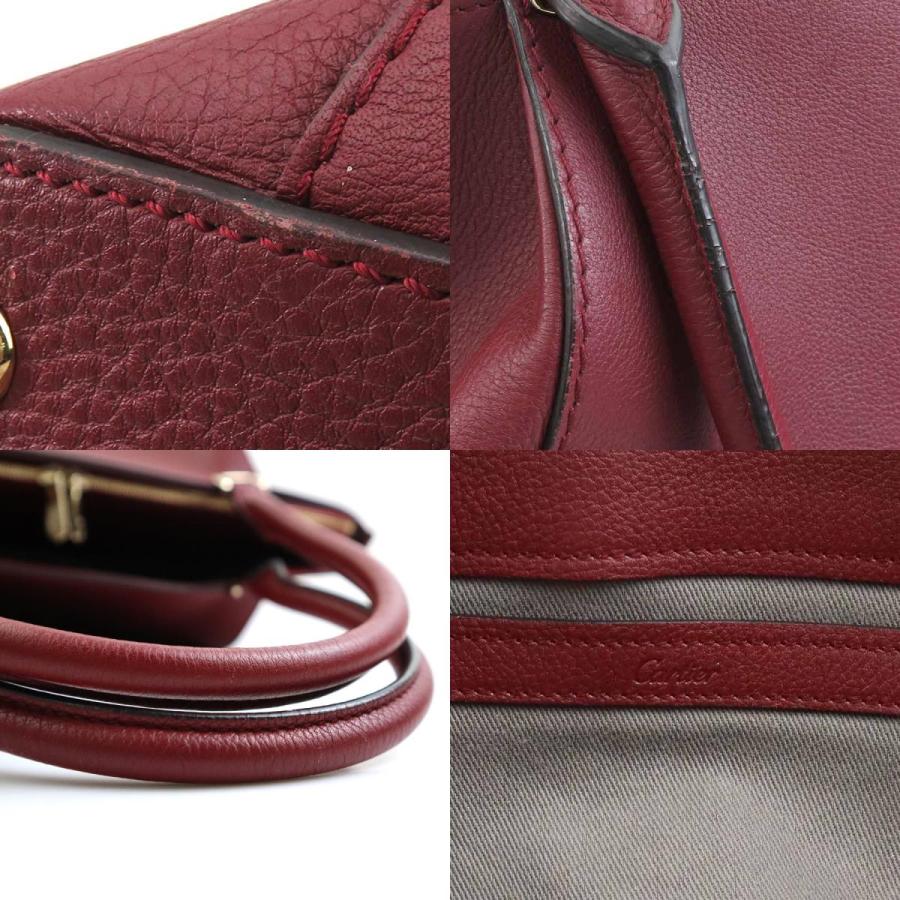 カルティエ CARTIER ハンドバッグ レザー バーガンディ
