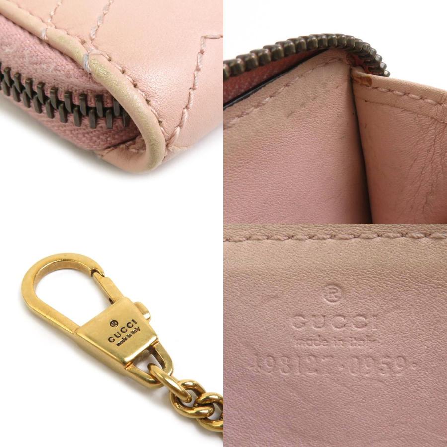 GUCCI グッチ キーケース GGマーモント レザー/メタル ピンク