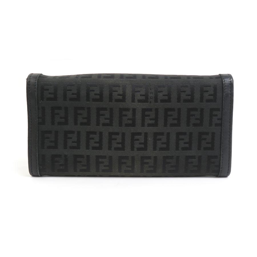 【美品】フェンディ 8M0021 ズッキーノ キャンバス 長財布 小銭入れ付 黒 FENDI（フェンディ） 長財布 ズッキーノ キャンバス/レザー ブラック