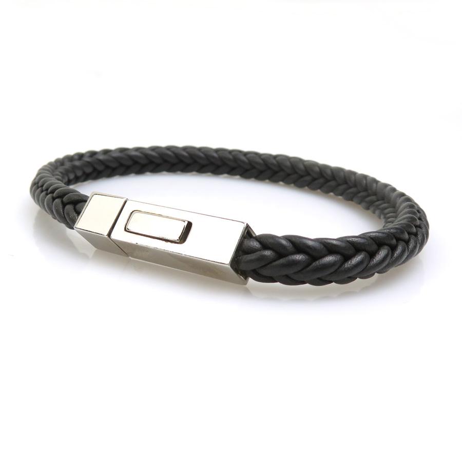 HERMES（エルメス） ブレスレット レザー/メタル ダークグレー