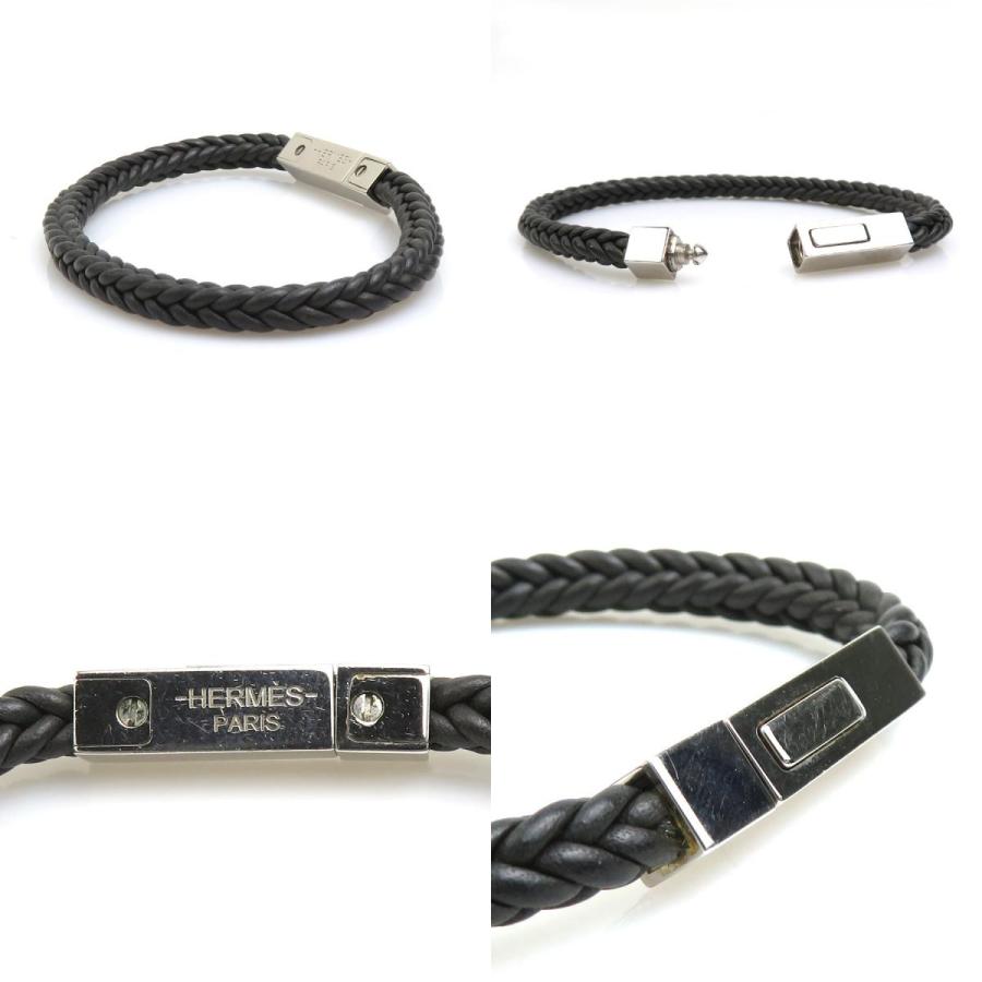 【美品】HERMES エルメス ブレスレット レザー グレーメブラック ケース付 HERMES（エルメス） ブレスレット レザー/メタル ダークグレー