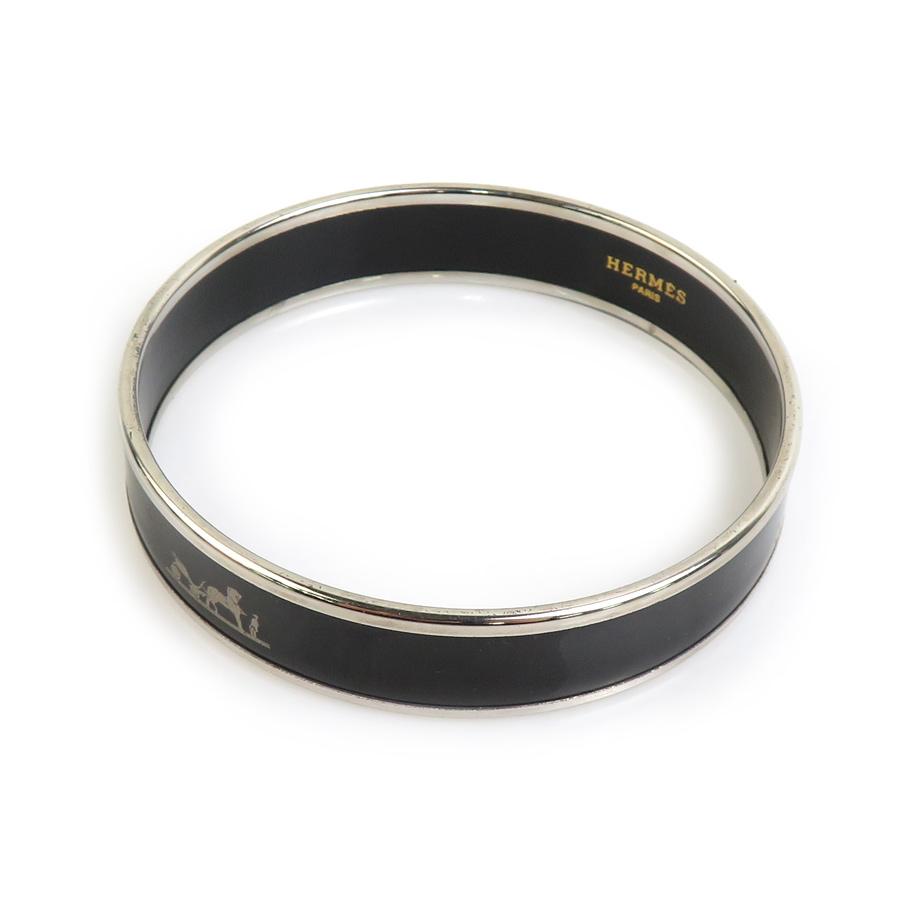 HERMES　エルメス　エマイユバングル　シルバー×ブラック HERMES エルメス エマイユPM 七宝焼き バングル シルバー