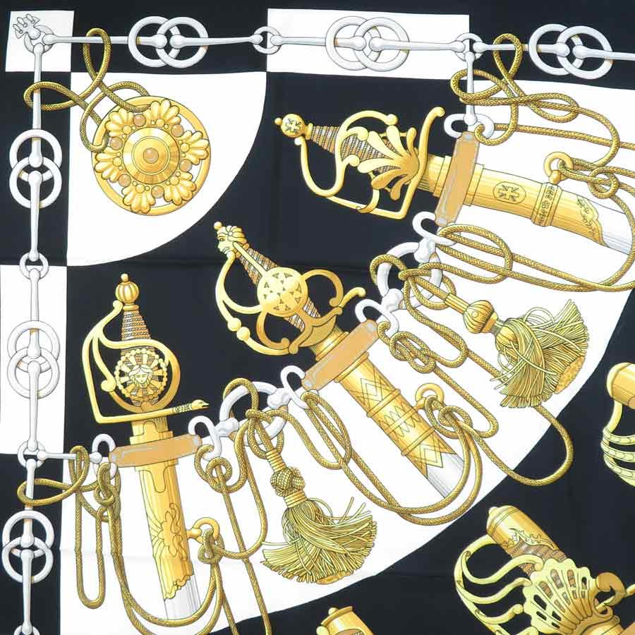 HERMES（エルメス） スカーフ カレ90 Cliquetis シルク ブラック