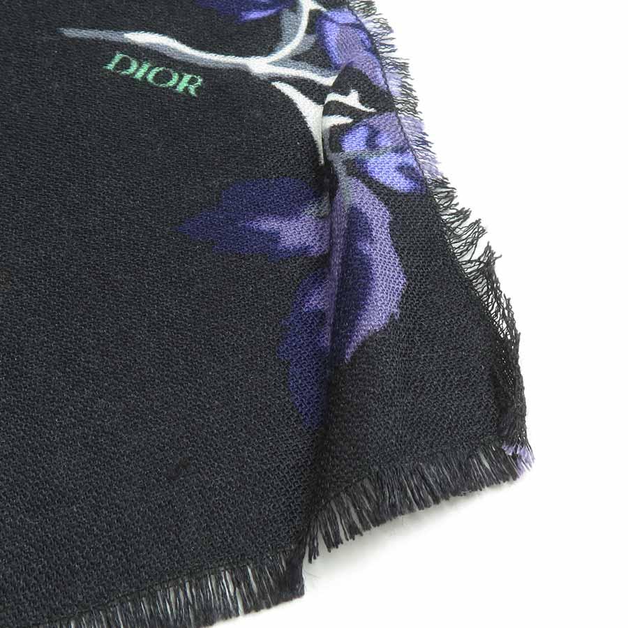 クリスチャンディオール Christian Dior ショール スカーフ ウール/シルク ブラック/グリーン/パープル レディース 送料無料【中古】 e60158a クリスチャンディオール Christian Dior ショール スカーフ ウール