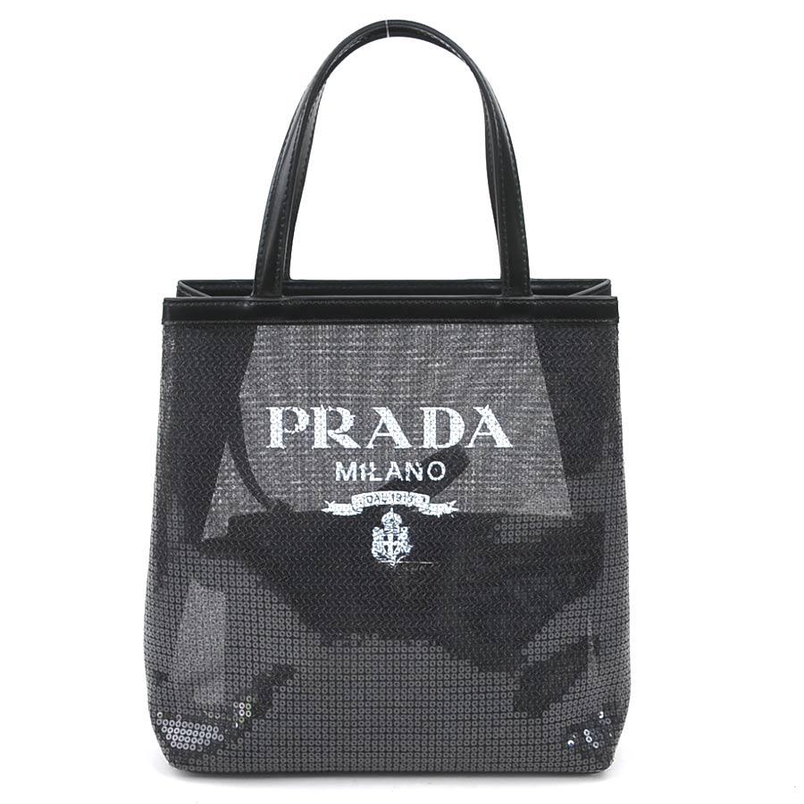 PRADA プラダ ハンドバッグ ブラック 14054 レディース【中古】 e60195k PRADA（プラダ） ハンドバッグ スパンコール/レザー ブラック