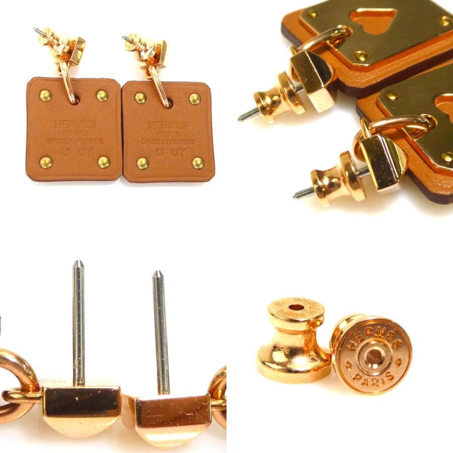 HERMES（エルメス） ピアス アス ドゥ クール GP/レザー ピンク