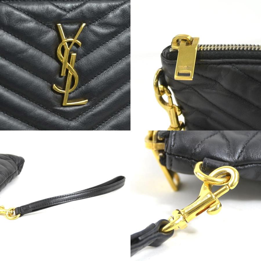 サンローラン SAINT LAURENT クラッチバッグ レザー ブラック