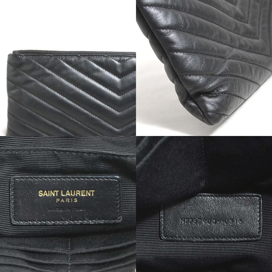サンローラン SAINT LAURENT クラッチバッグ レザー ブラック