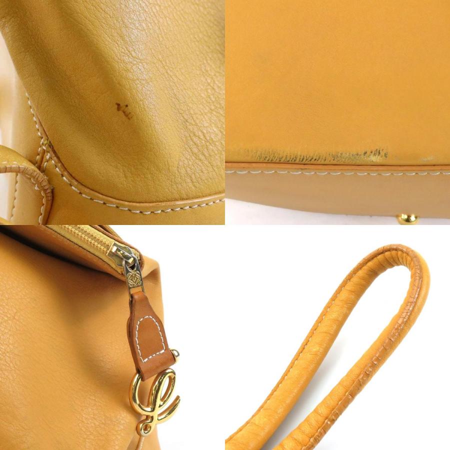 LOEWE（ロエベ） リュック アナグラム レザー マスタード : ブランド 