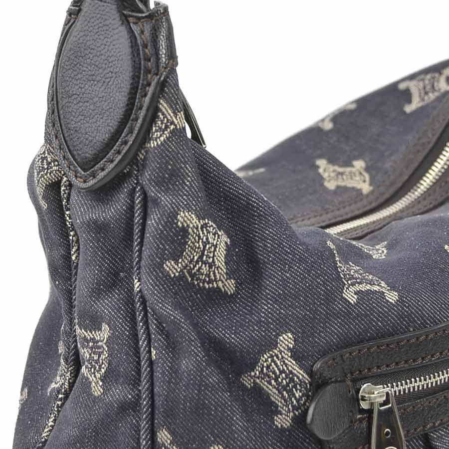 CELINE ロゴ　デニムショルダーバッグ CELINE（セリーヌ） ショルダーバッグ デニム インディゴブルー