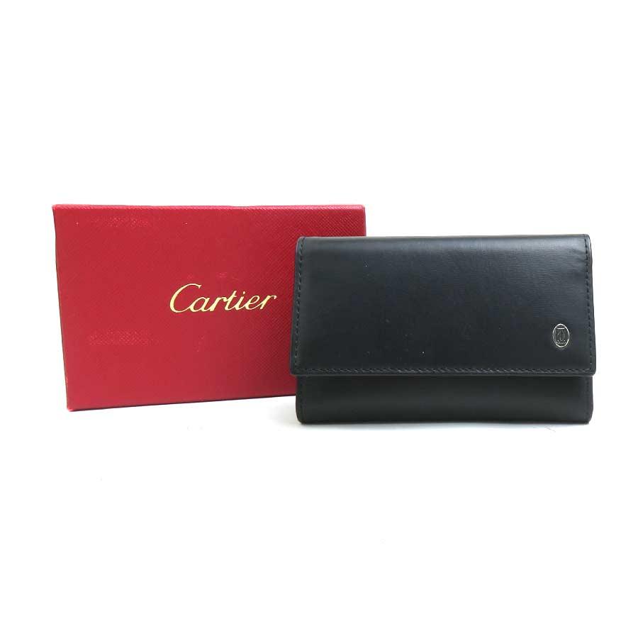 Cartier（カルティエ） キーケース レザー/メタル ブラック/シルバー
