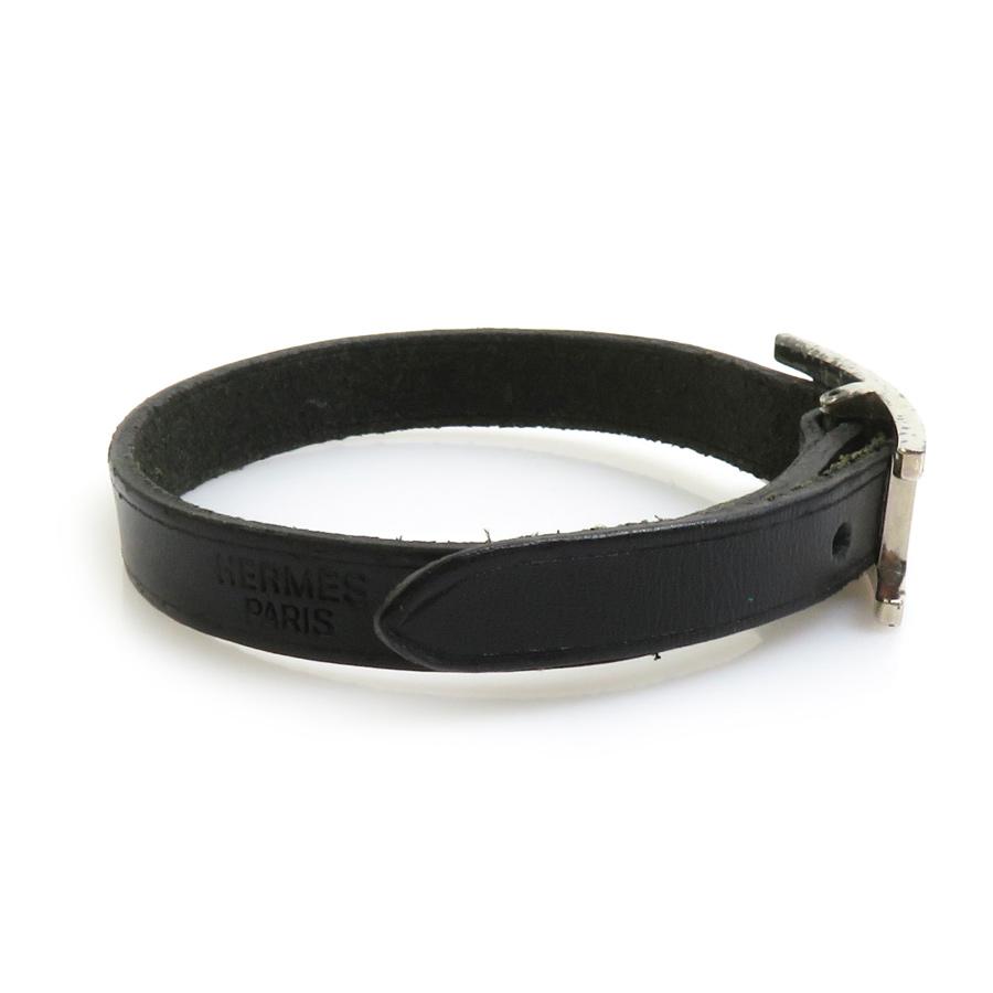 Hermes　エルメス ブレスレット アピ3MM ブラック シルバー金具 HERMES（エルメス） ブレスレット アピ レザー/メタル ブラック