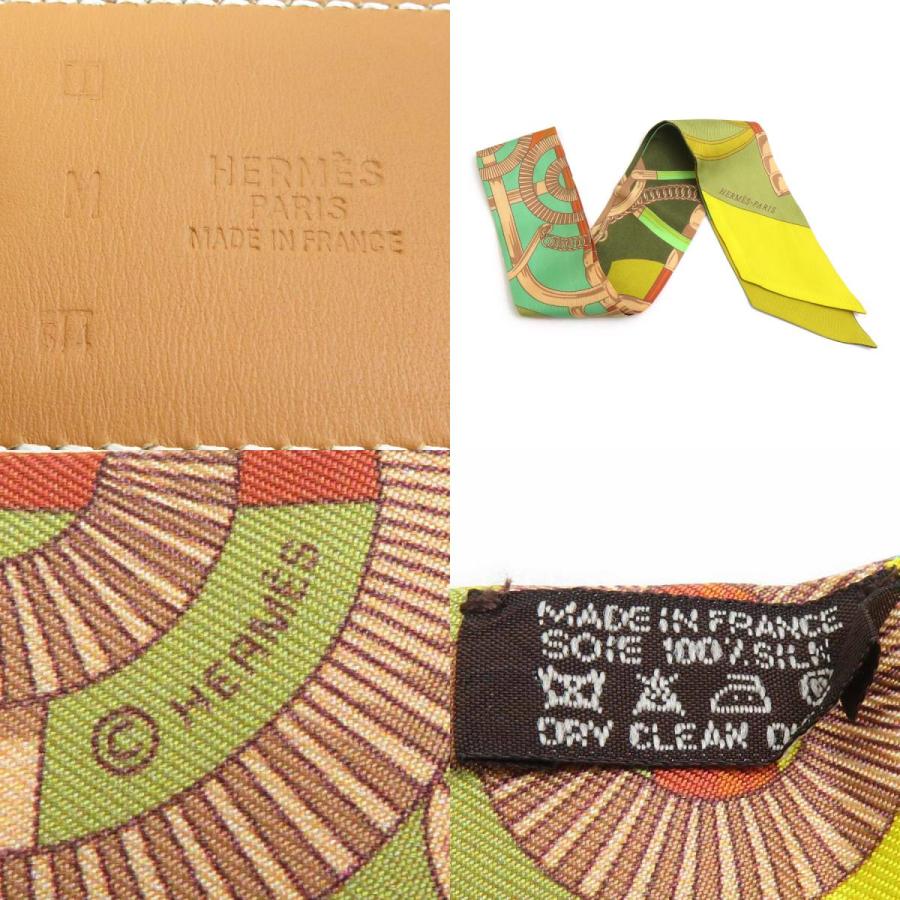 HERMÈS シルク ミニスカーフ ブラウン 41cm HERMES エルメス ベルト スカーフベルト レザー/シルク ブラウン