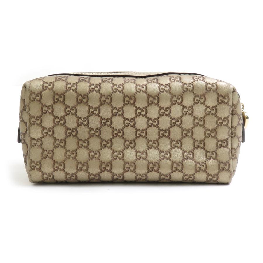 GUCCI（グッチ） ポーチ マイクログッチシマ レザー ゴールド