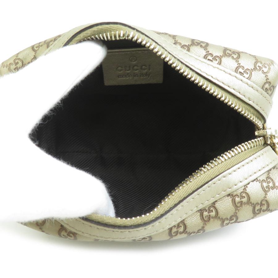 GUCCI（グッチ） ポーチ マイクログッチシマ レザー ゴールド