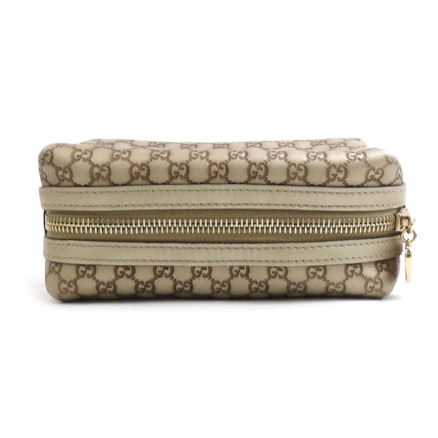 GUCCI（グッチ） ポーチ マイクログッチシマ レザー ゴールド