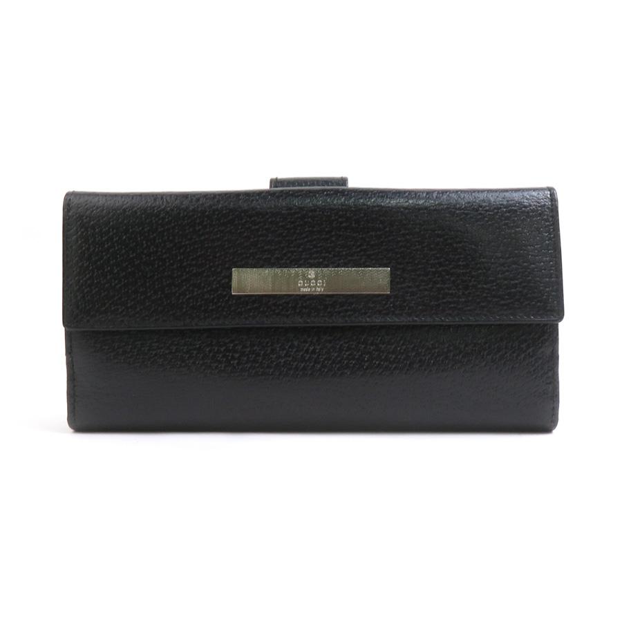 GUCCI グッチ 長財布 ブラック 黒 本革 GG レザー 二つ折り財布 GUCCI グッチ 二つ折り長財布 レザー ブラック : ブランド