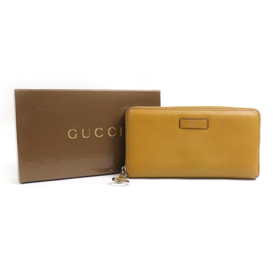GUCCI（グッチ） ラウンドファスナー長財布 レザー ベージュブラウン