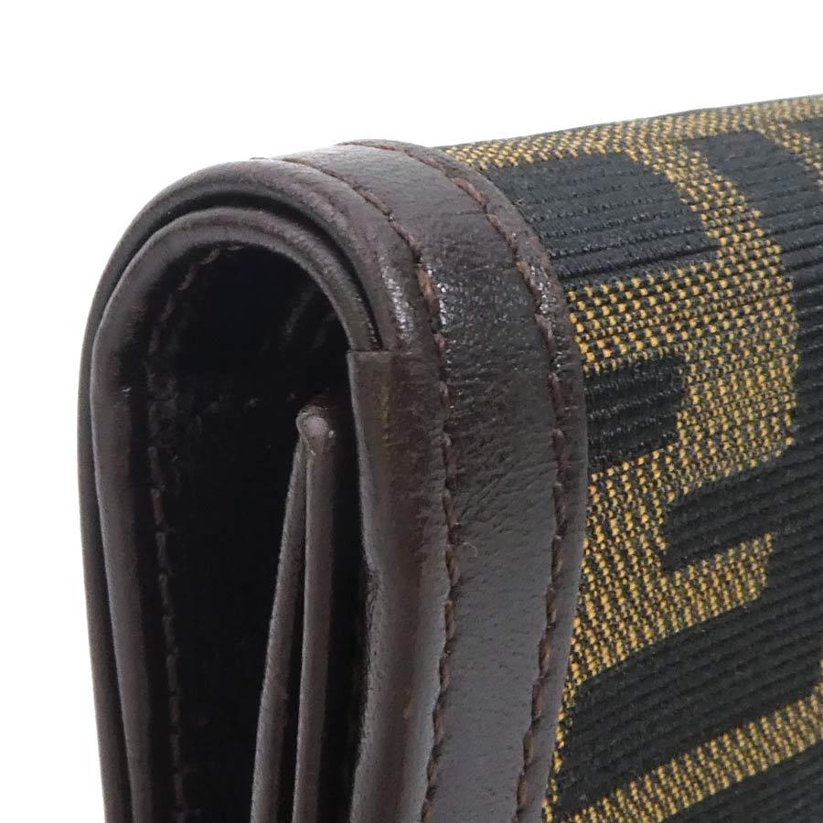 美品　FENDI フェンディ　三つ折り財布　ズッカ　ブラウン　茶 FENDI（フェンディ） 三つ折り財布 ズッカ キャンバス/レザー ブラウン