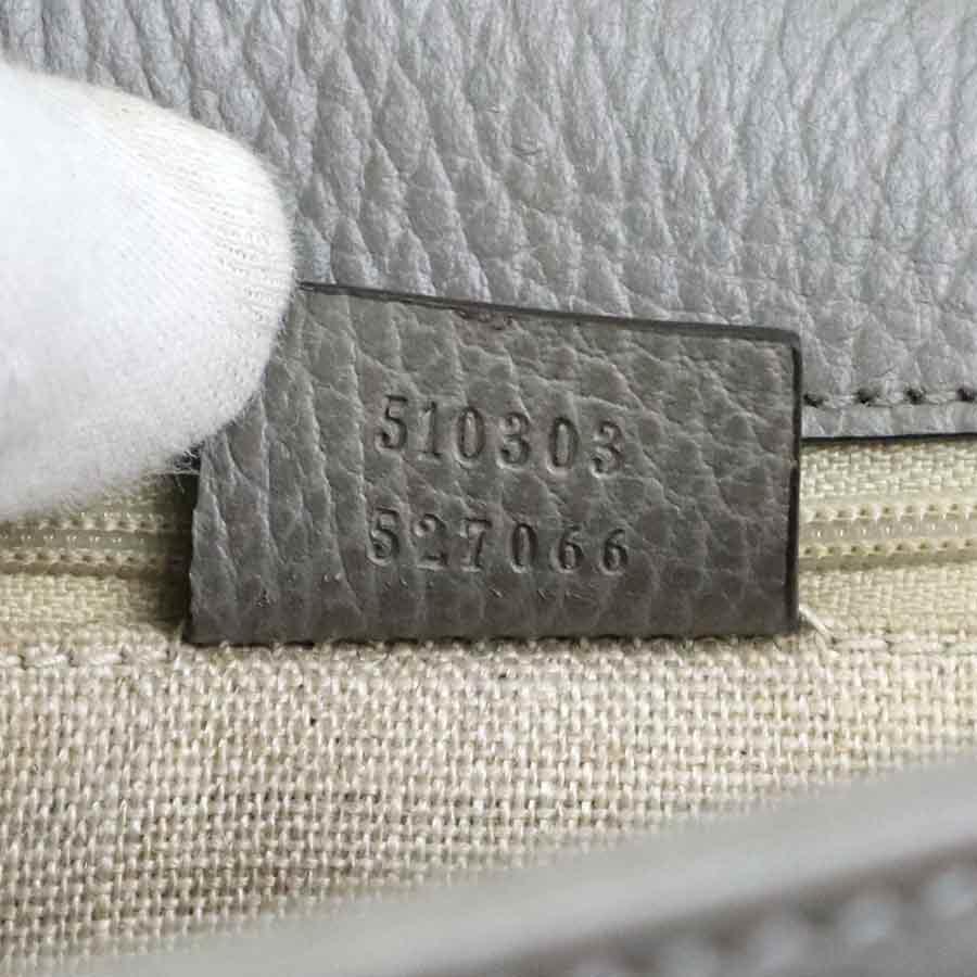 グッチ GUCCI ショルダーバッグ インターロッキングG レザー グレー_15