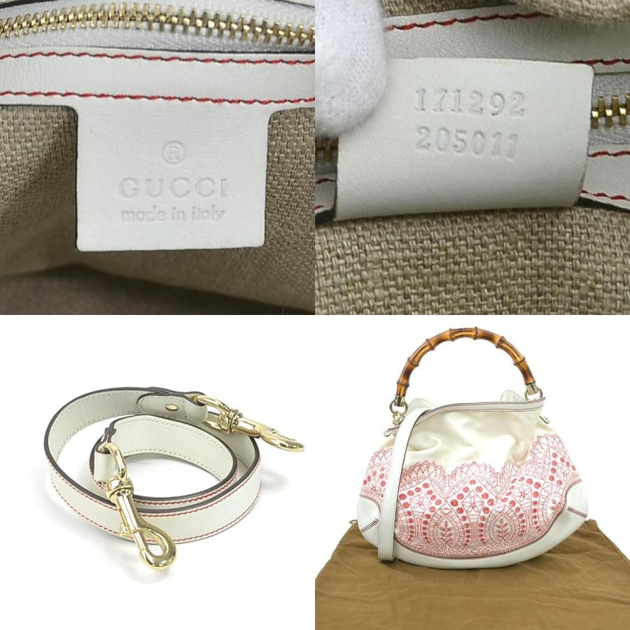 グッチ GG柄 オフホワイト バンブーハンドル ハンドバッグ グッチ GG柄 オフホワイト バンブーハンドル ハンドバッグ