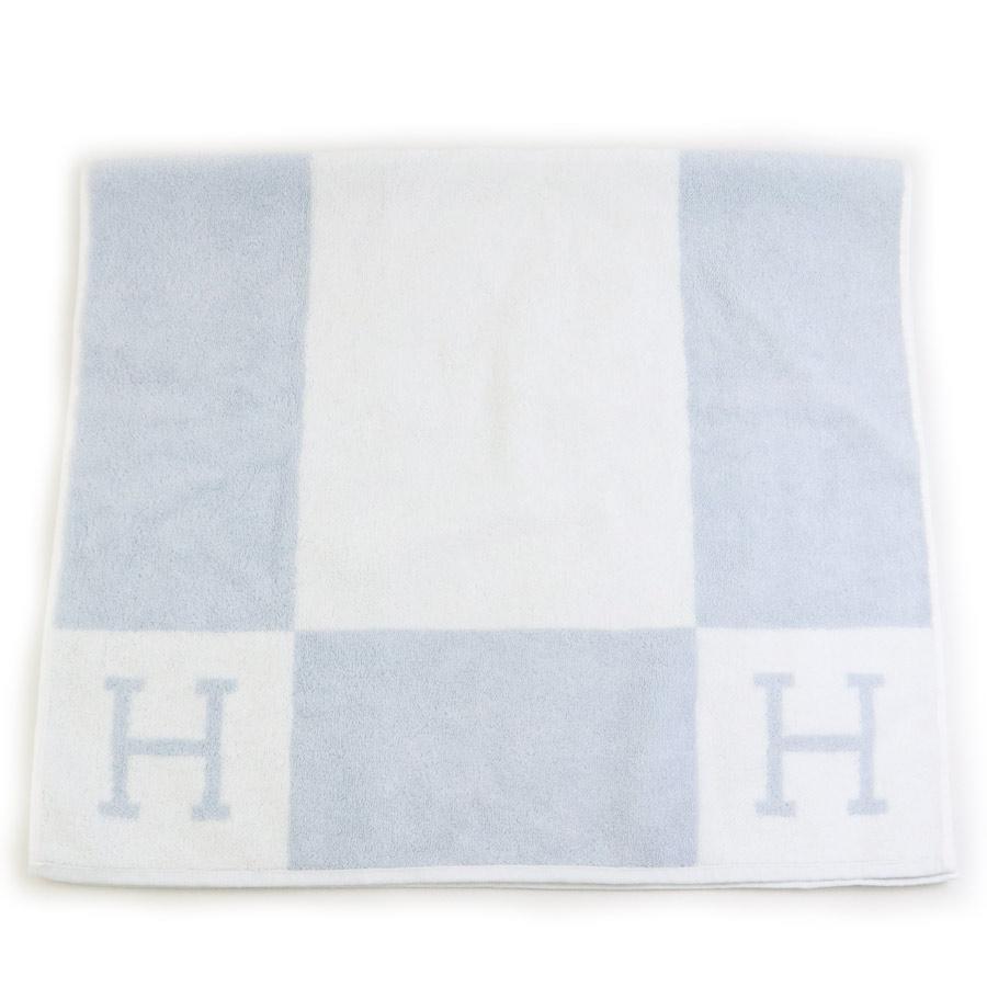 エルメス HERMES タオル バスタオル コットン ホワイト/ブルーの画像