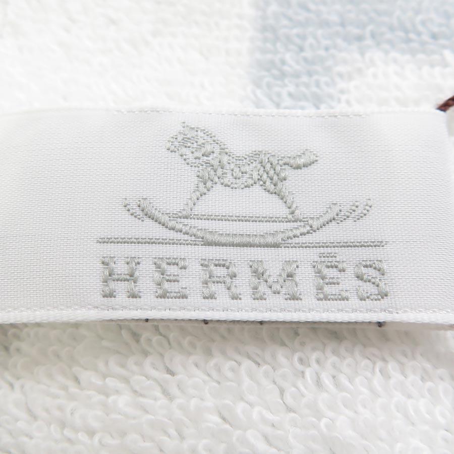 エルメス HERMES タオル バスタオル コットン ホワイト/ブルーの画像