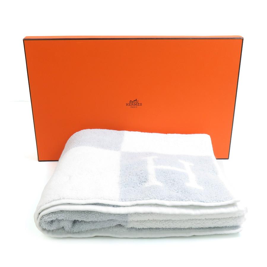 エルメス HERMES タオル バスタオル コットン ホワイト/ブルーの画像