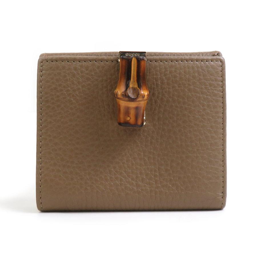 GUCCI（グッチ） 二つ折り財布 バンブー レザー ブラウン : ブランド