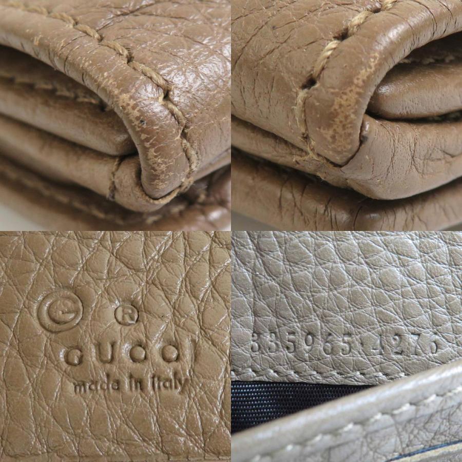 GUCCI グッチ 二つ折り財布 バンブー レザー ブラウン : ブランド  
