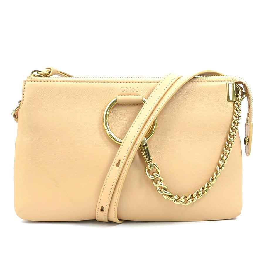 Chloe クロエ 斜め掛けショルダーバッグ FAYE レザー ピンクベージュ 