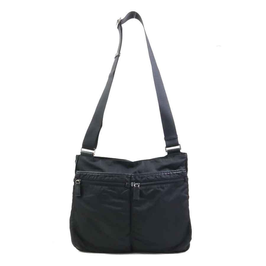 良品　PRADA プラダ　トートバッグ　ショルダーバッグ　ナイロン　黒　レザー PRADA（プラダ） 斜め掛けショルダーバッグ ナイロン ブラック