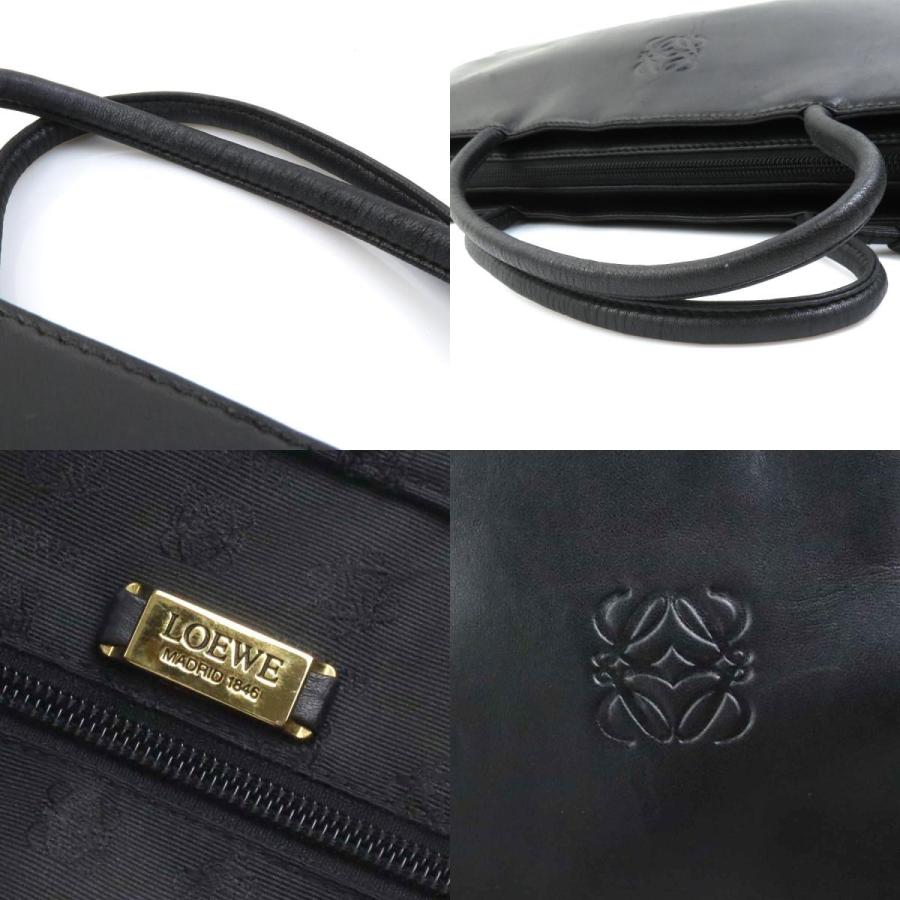 ◆ 美品 ◆ ロエベ LOEWE ハンドバッグ アナグラム レザー ブラック LOEWE（ロエベ） 【中古美品】 アナグラム ラウンド レザー