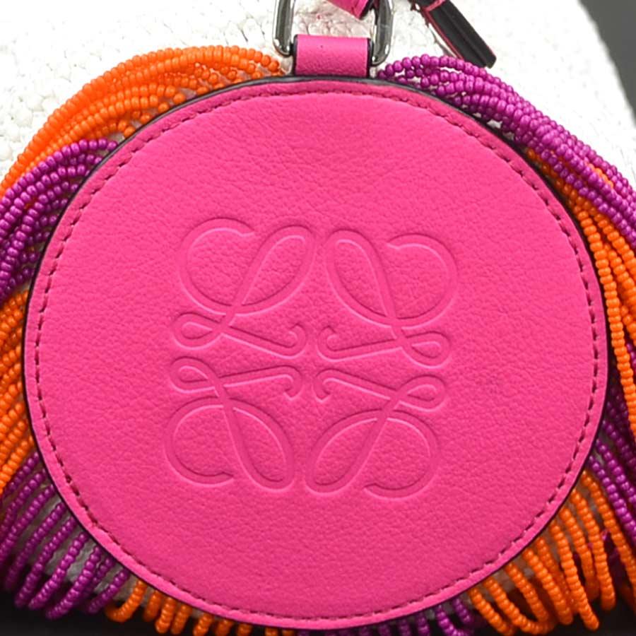 LOEWE（ロエベ） ショルダーバッグ ビーズフリンジ ラフィア/レザー