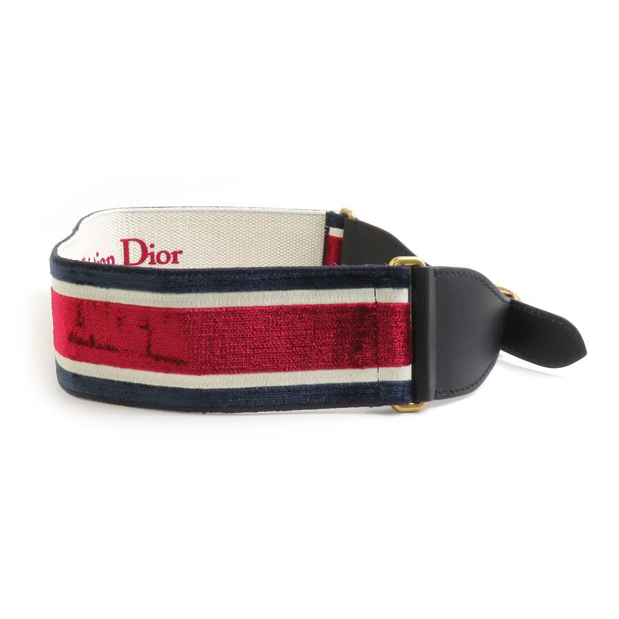 クリスチャンディオール Christian Dior ベルト ベロア/レザー ネイビー/レッド/オフホワイト ゴールド レディース 送料無料【中古】 e60662g クリスチャンディオール Christian Dior ベルト ベロア/レザー